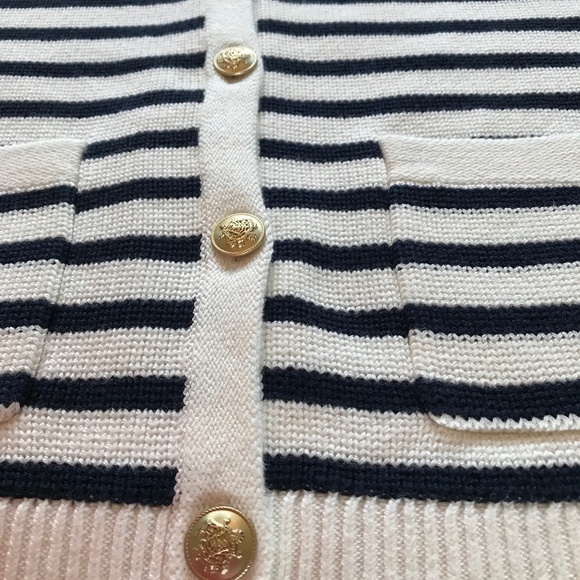 NEW J. CREW NAVY STRIPE CARDIGAN SWEATER - Picture 3 of 12